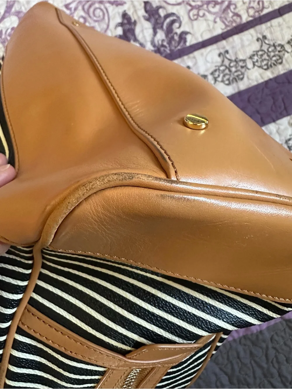 Authentic Tory Burch Viva Striped Satchel - Very Good Condition